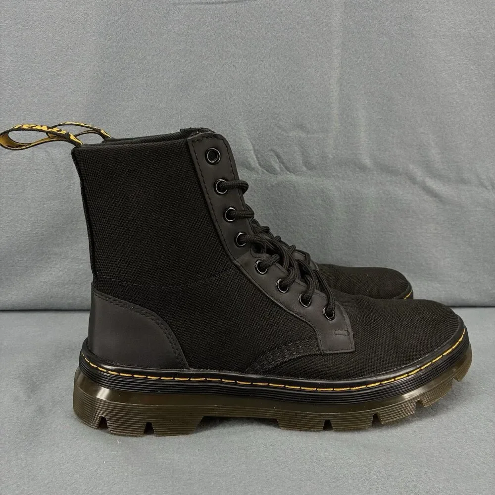 Dr. Martens Combs II Black Canvas Combat Boots Men’s US 8 Women’s US 9 Lace Up